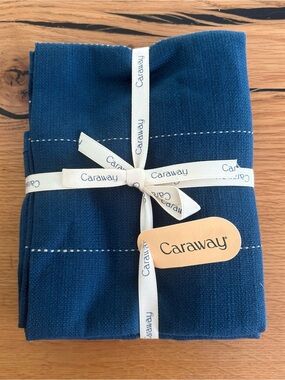 New Caraway Navy Cotton Dish Kitchen Towels Set of 3